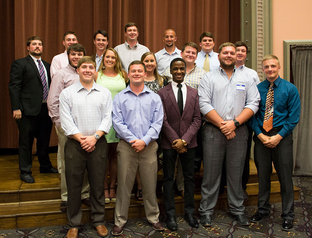 Class of 2015: (front, left to right): Ross Ware, Kurt Reynolds, Kyle Smith, Lake Jackson, Donald Drummond, (second row, left to right): Garrett Little, Allie Salas, Savannah Harvey, Trey Brunson, Evan Willis (back, left to right): Phillip Vance, Bryan Marks, Gage Adkins, Taylor Johnson, Dalton McMillan, Kenan Hamilton; not pictured: Thomas Vinton, Frankie Jackson, Bill Plott