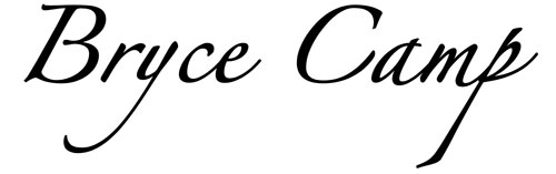 "Bryce Camp" written in Zapfino script