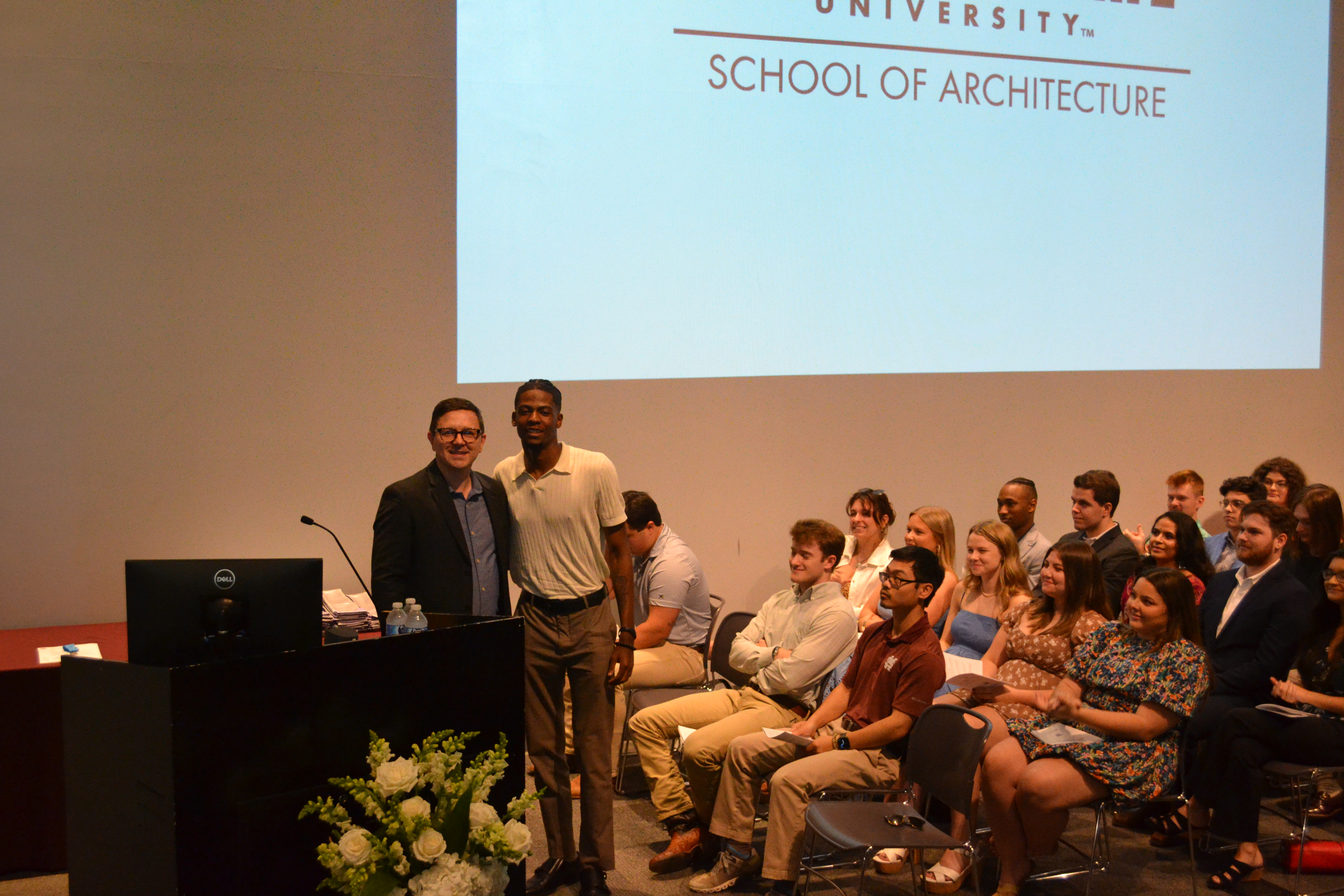 Dr. Aaron White poses with Du’Juan Brown, the recipient of the 2024 ARCC King Award