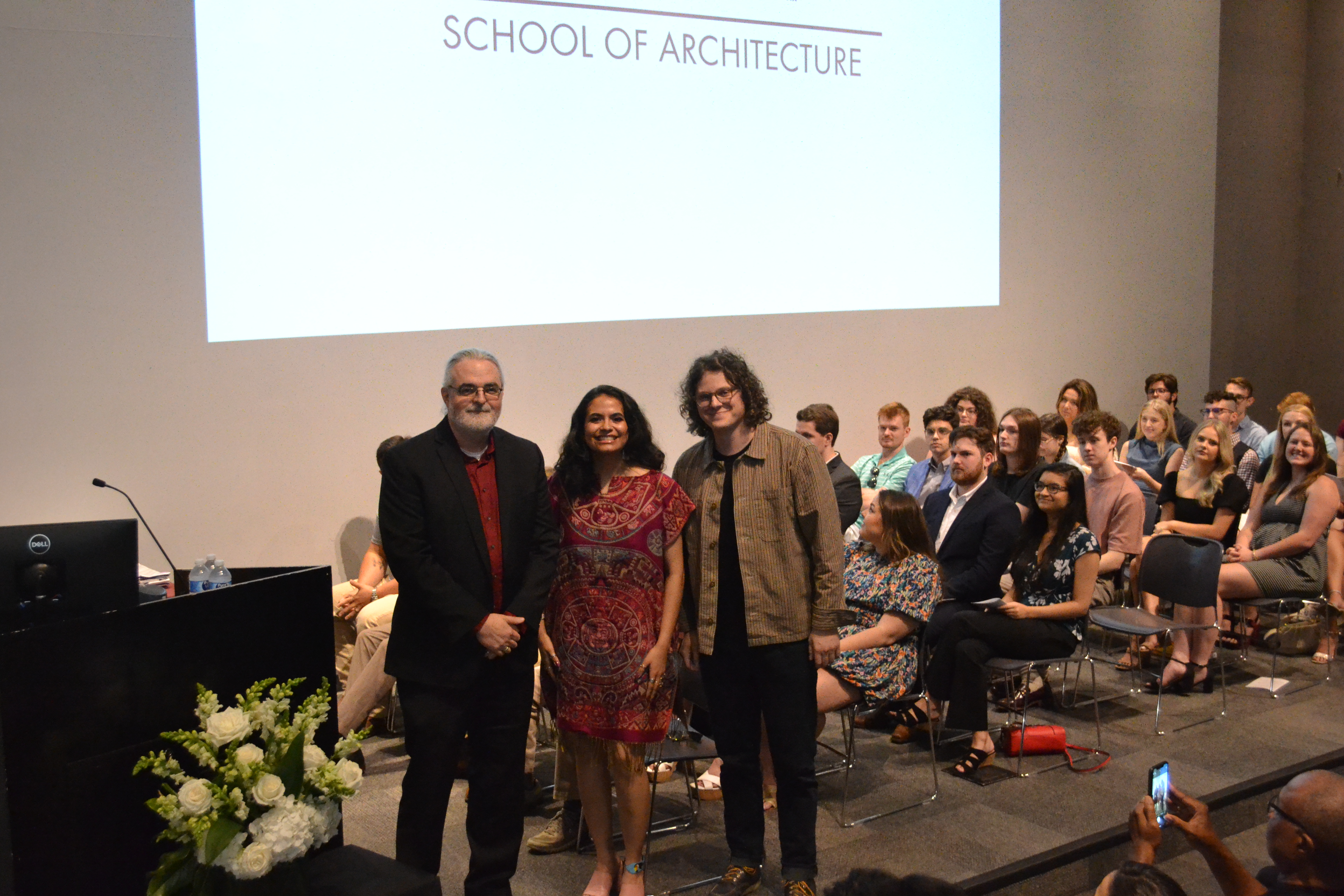 Professor Jassen Callender poses with CDFL Capstone Studio Travel Award recipients