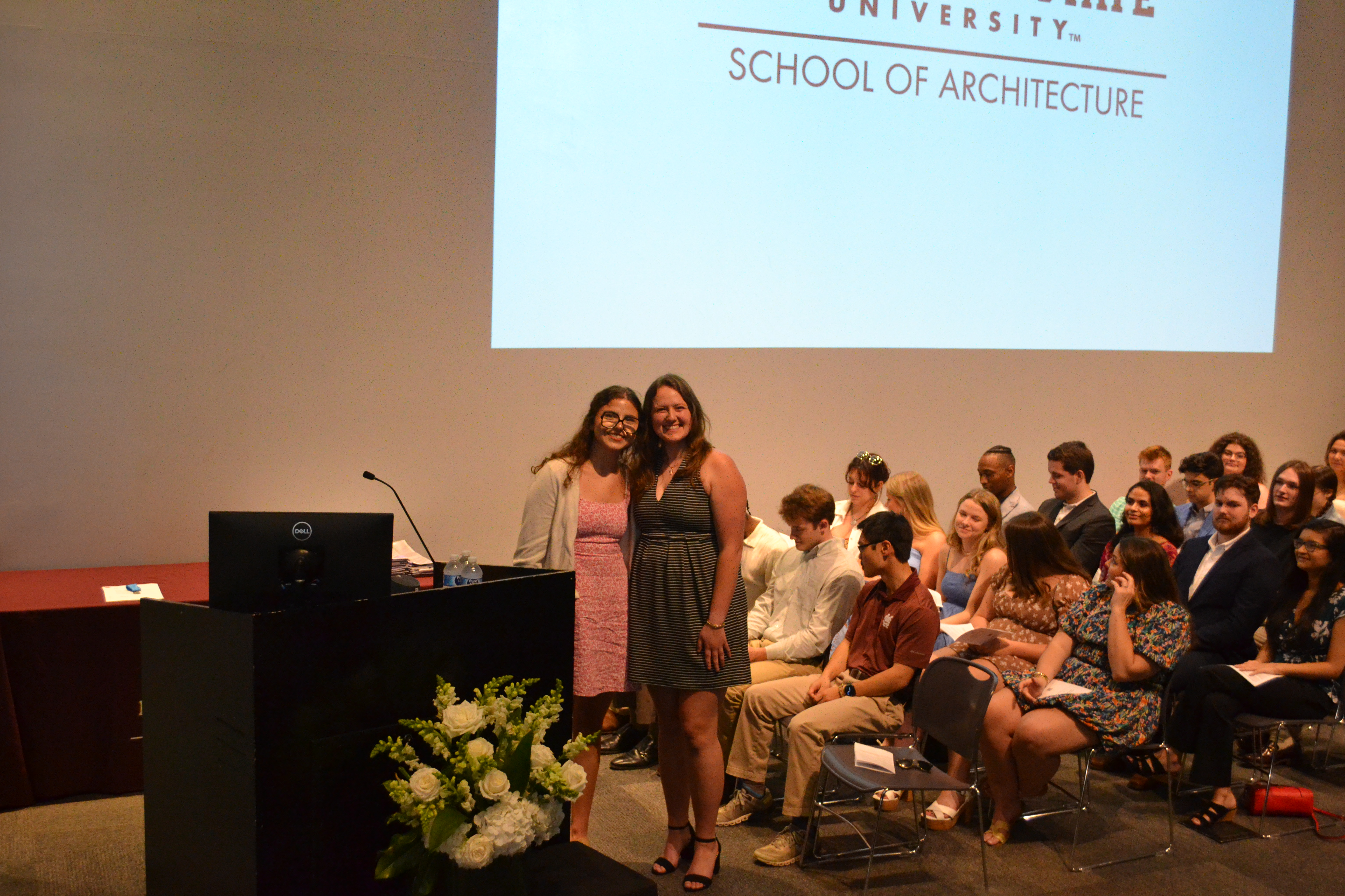 Sara Boyte, left, poses with APX Medal recipient Elaine Otts