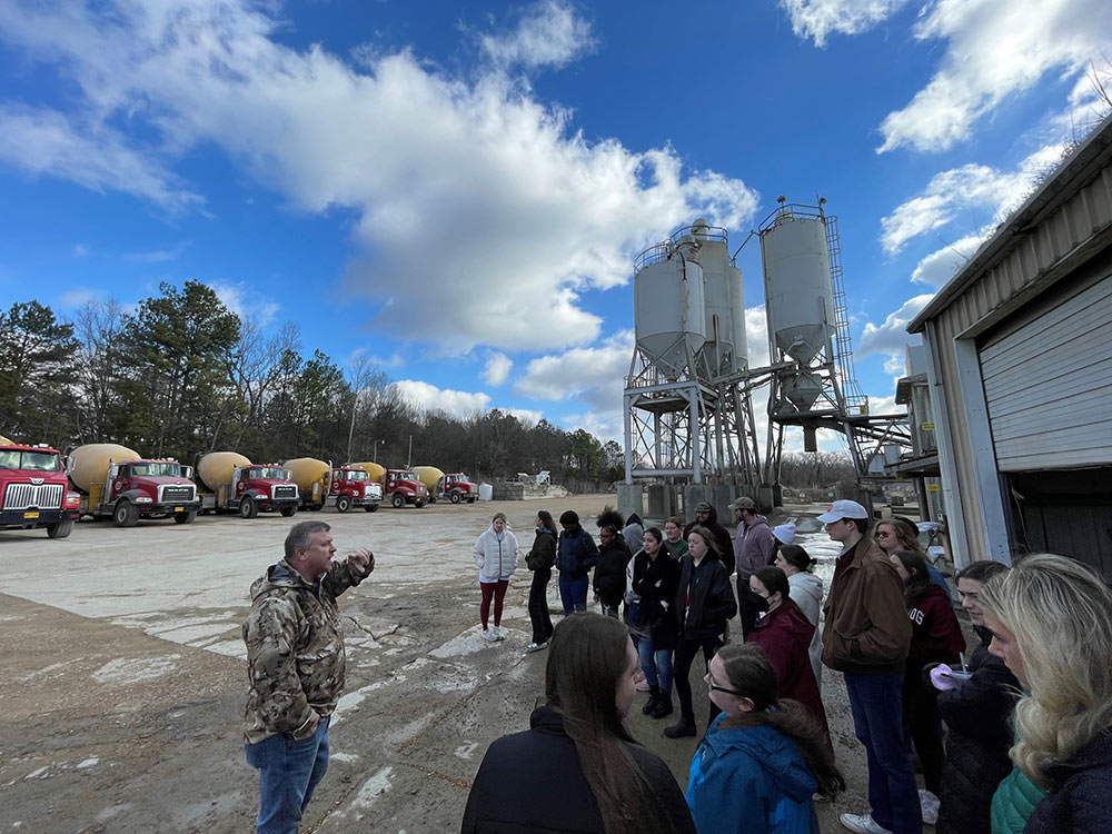 MSU architecture students tour a the MMC concrete plant