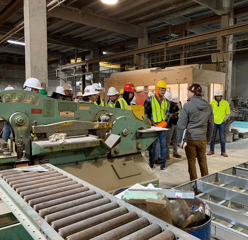 MSU architecture students tour a precast concrete facility