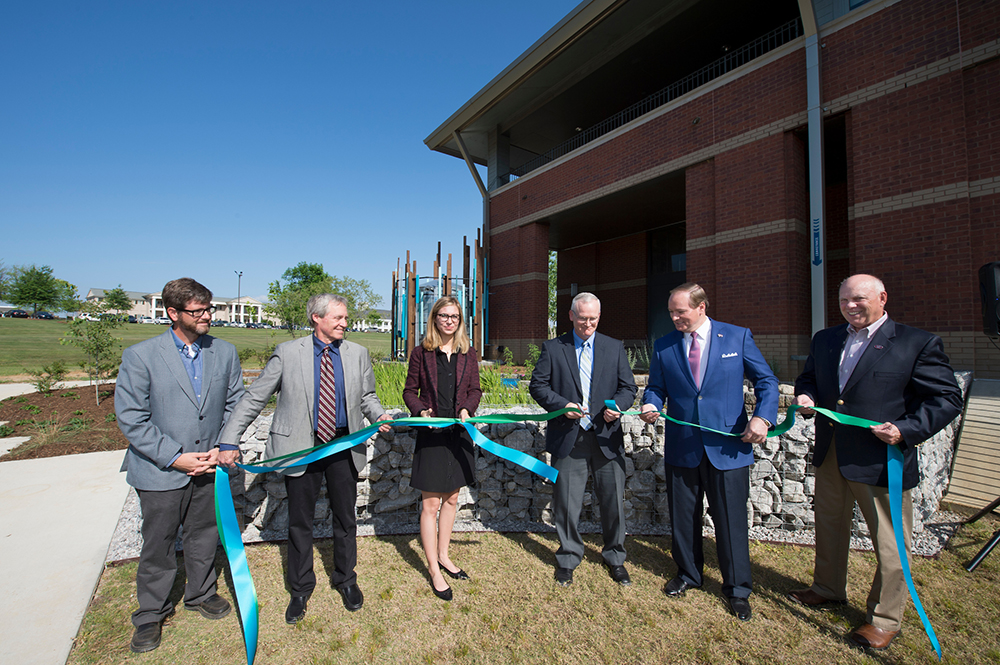 Landscape Architecture Rain Garden ribbon-cutting.<br />
 (photo by Megan Bean / © Mississippi State University)