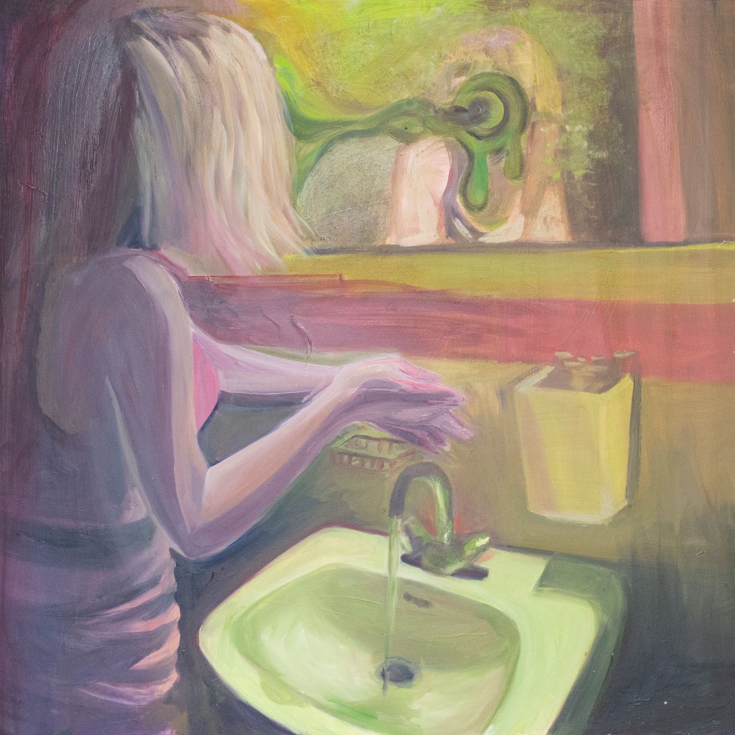 Painting of a woman in front of a mirror